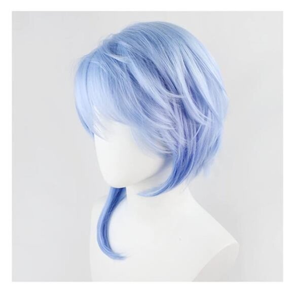 Wigs Short Fluffy Spiky Hair Wig Anime Wigs- Kamisato Ayato